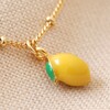 Close Up of Charm on Enamel Lemon Charm Anklet in Gold