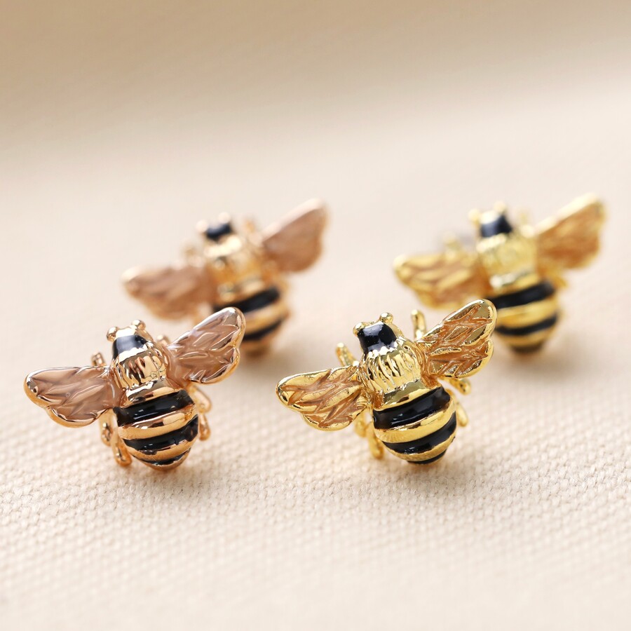 Mini Gold Bumblebee Stud Earrings | Lisa Angel Jewellery