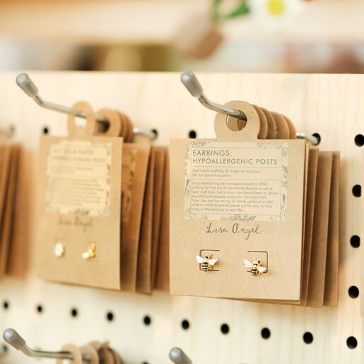 Small Bee Stud Earrings on packaging