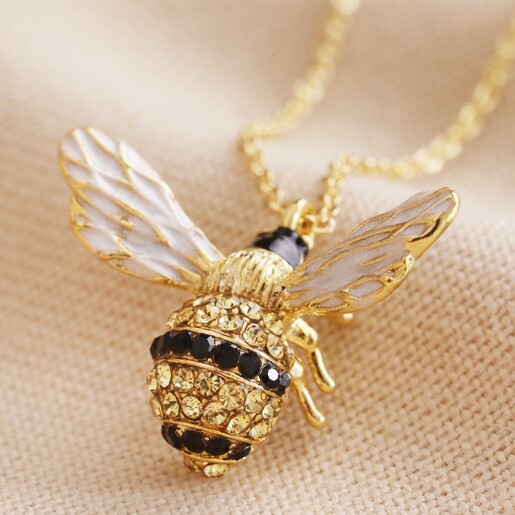 Sterling Silver & Yellow Gold Bumble Bee Diamond Necklace