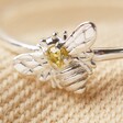 Close Up of Sterling Silver Crystal Bee Ring