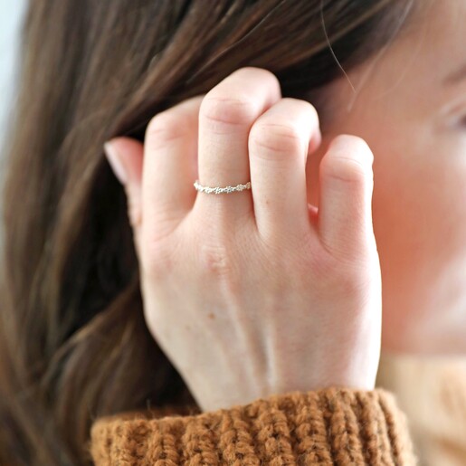 On Model Sterling Silver Daisies Ring on Model