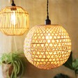 Round Woven Bamboo Lampshade From Lisa Angel With Light On