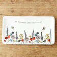 Long Wildflower Amazing Friend Trinket Dish on Wooden Table from Above