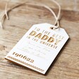 Personalised Father's Day Wooden Gift Tag on Wooden Table