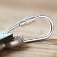 Carabiner Clasp on the Personalised Handwriting Leather Tag Keyring with Keys