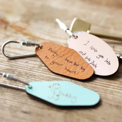 Personalised Handwriting Leather Tag Keyring