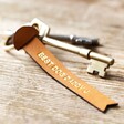 Personalised Slim Banner Leather Keyring with Gold Finish