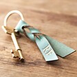 Personalised Twisted Knot Leather Keyring in Mint Green