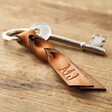 Personalised Twisted Knot Leather Keyring in Brown