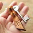 Initial on Personalised Twisted Knot Leather Keyring in Brown