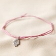 Hamsa Hand Charm Cord Anklet in Pink
