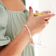 Model Wearing Personalised Double Charm Pearl Bracelet