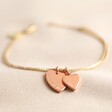 Lisa Angel Gold Ladies' Personalised Double Heart Charm Bracelet