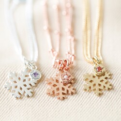Personalised Snowflake and Birthstone Charm Bracelet
