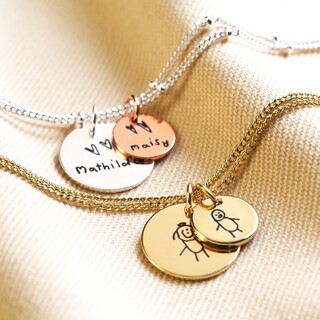 Personalised 'Your Drawing' Double Disc Charm Bracelet