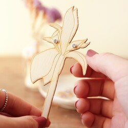 Wooden Birth Flower with Sterling Silver Earrings