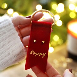 Personalised Red Ribbon Decoration with Stud Earrings