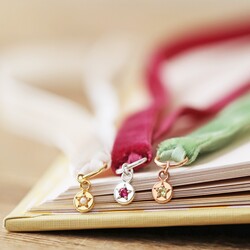 Personalised Birthstone Charm Ribbon Bookmark