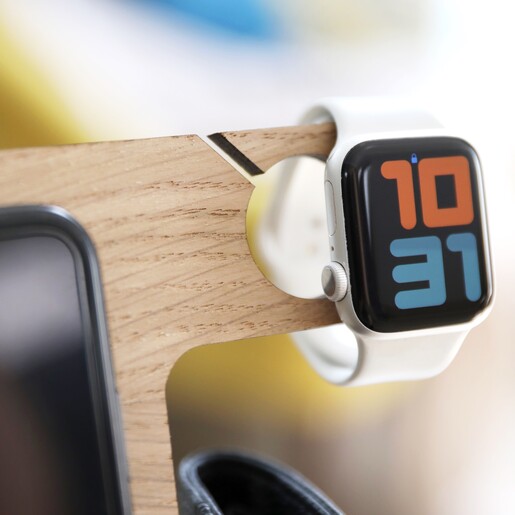 Close Up of Watch Section on Personalised Photo Wooden Accessory Stand