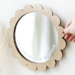 Personalised Wooden Scallop Edge Mirror