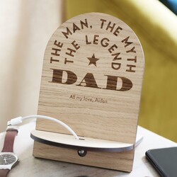 Personalised The Legend Wooden Phone Stand