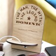 Personalised The Legend Wooden Phone Stand with Charging Wire Through Base