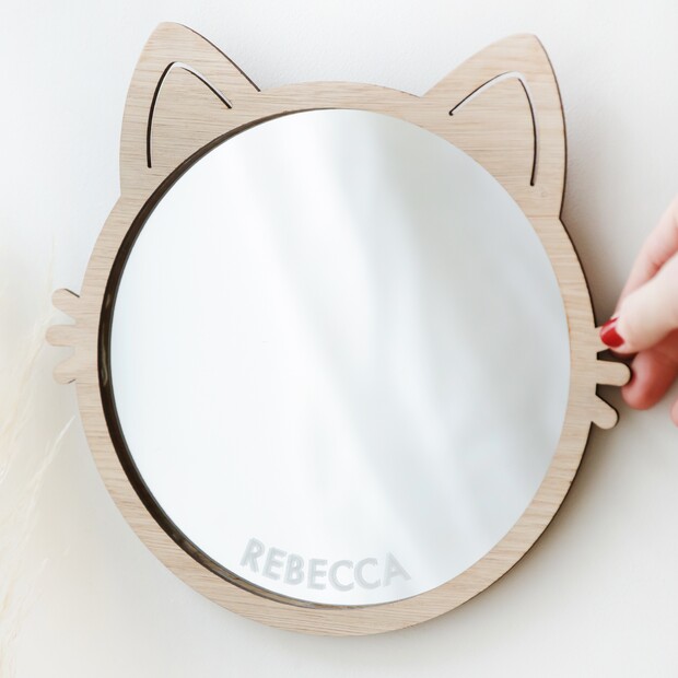 Personalised Wooden Cat Frame Mirror Personalised Wooden Cat Frame Mirror