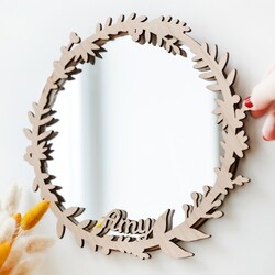 Personalised Wooden Floral Frame Mirror