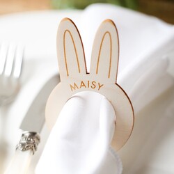 Set of 2 Personalised Wooden Bunny Napkin Holders