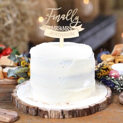 Personalised Finally Acrylic Wedding Cake Topper