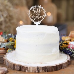 Personalised Wooden Wreath Acrylic Cake Topper