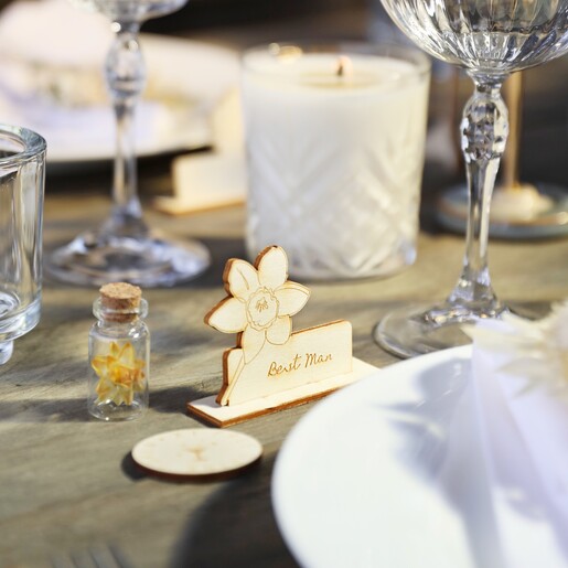 Engraved and Handmade Personalised Wooden Birth Flower Place Settings