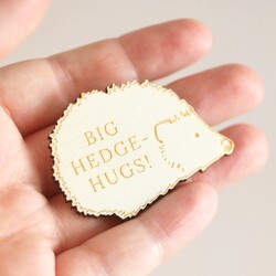 Wooden Big Hedge-Hugs Hedgehog Token