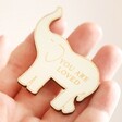Wooden You Are Loved Elephant Token in palm of models hand