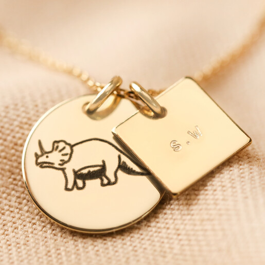  Dinosaur Disc Necklace Gold