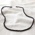Men's Onyx Stone Bead Necklace in Matte Black