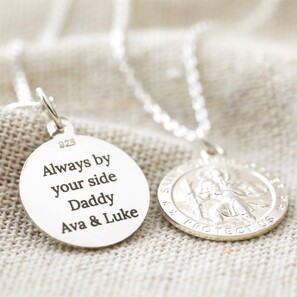 Men's Personalised Sterling Silver St Christopher Pendant Necklace