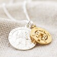 Men's Sterling Silver St Christopher Pendant and Compass Charm Necklace
