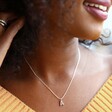 Handmade Cubic Zirconia Crystal Initial Charm Necklace on Model