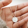 Model Holding Thirty Birthday Sterling Silver Disc Necklace