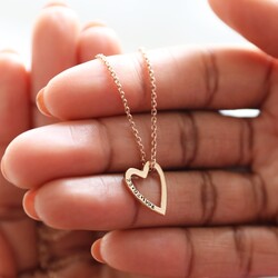 Personalised Gold Sterling Silver Heart Outline Necklace