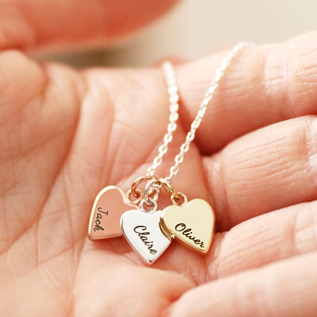 Link Necklace with Custom Engraved Heart Silver / 44 cm
