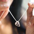 Personalised Sterling Silver Double Heart Outline Necklace on Model