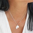 Model Wearing Delicate Personalised Sterling Silver Family Necklace with Swarovski Crystal