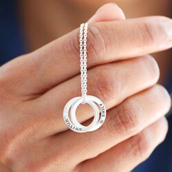 Personalised Sterling Silver Interlocking Circles Necklace with Swarovski Crystal