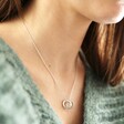 Model wearing Personalised Sterling Silver Organic Hoops Necklace with two hoops