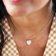Model Wearing Ladies' Sterling Silver Quote Heart Charm Necklace