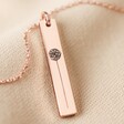 Rose Gold Personalised Birth Flower Flat Bar Pendant Necklace