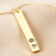 Gold Personalised Birth Flower Flat Bar Pendant Necklace